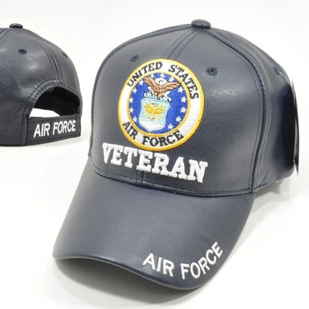 Navy Blue United states Air Force Veteran PU leather cap
