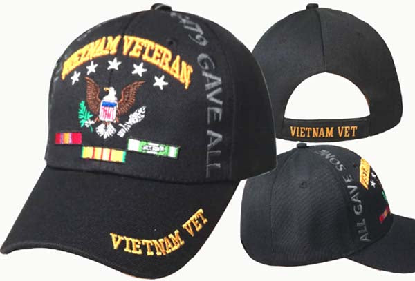 Vietnam Veteran Eagles with All Gave Some, 58479 Gave All in shadow colors on 2-side of front panels Cap