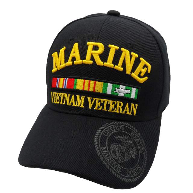 1872-CP-BLK. Marine Vietnam Veteran w/ Emblem Cap - Black