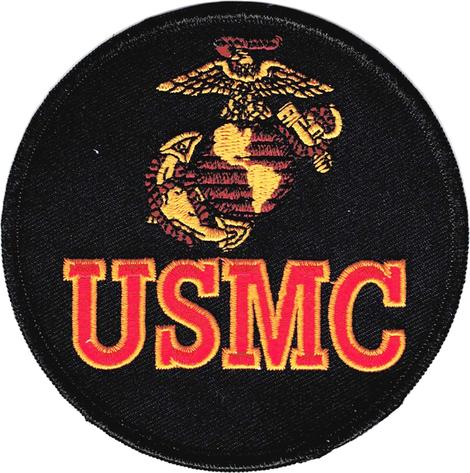 USMC with Globe & Anchor Logo Iron-On Patch 4''
