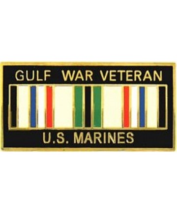 Gulf War Veteran United States Marine Corps with Ribbon Pin  (1 1/8 inch)