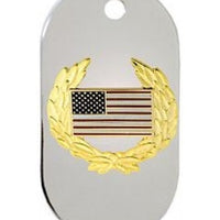 United States Flag with Wreath Dog Tag Necklace - 14294-DTNC