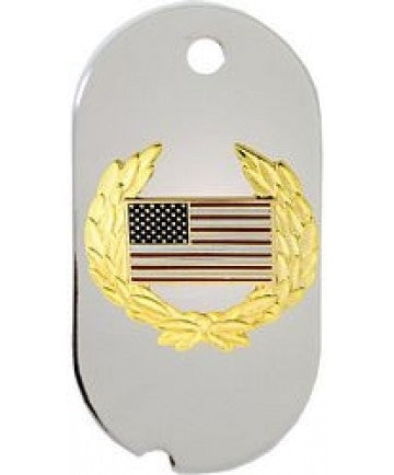United States Flag with Wreath Dog Tag Necklace - 14294-DTNC
