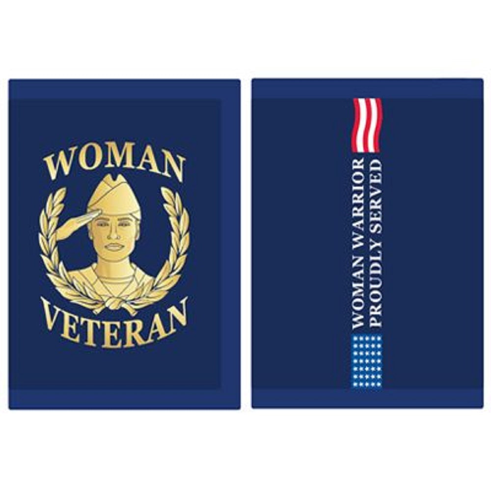 Women Veteran  Woman Warrior Proudly Served-Heavy Duty Trifold Nylon Wallet 3.5x 5