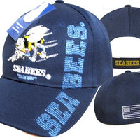 Seabees Can Do Flag Cap 100% acrylic baseball cap. Official US Navy Licensed Cap.