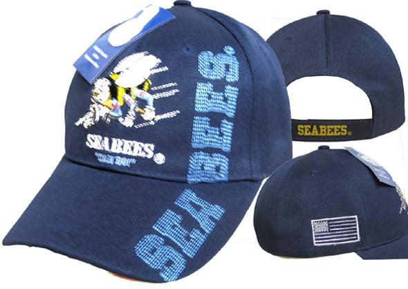 Seabees Can Do Flag Cap 100% acrylic baseball cap. Official US Navy Licensed Cap.
