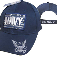 NAVY atop of Flag Cap 100% acrylic baseball cap. Official US Navy Licensed Cap.