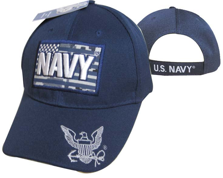NAVY atop of Flag Cap 100% acrylic baseball cap. Official US Navy Licensed Cap.
