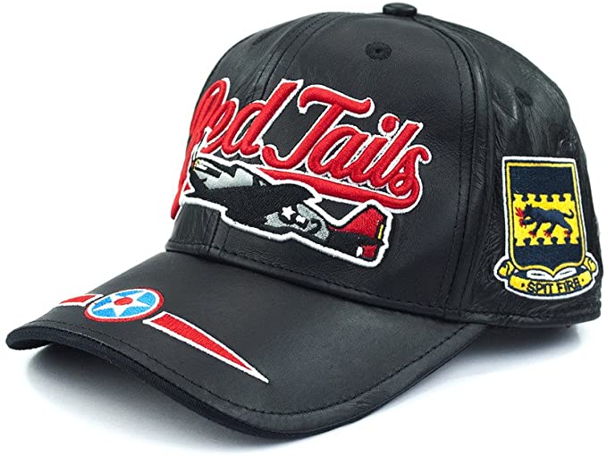 Tuskegee Airmen New Red Tails Leather Adjustable Cap Black