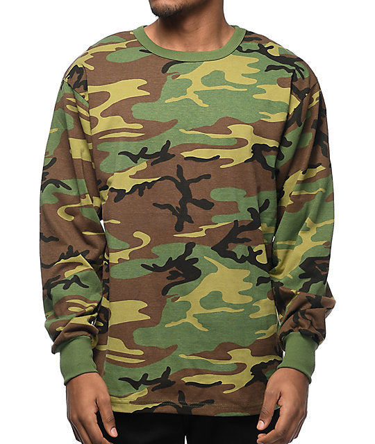 Rothco Long Sleeve Camouflage T-Shirt - Woodland Camo