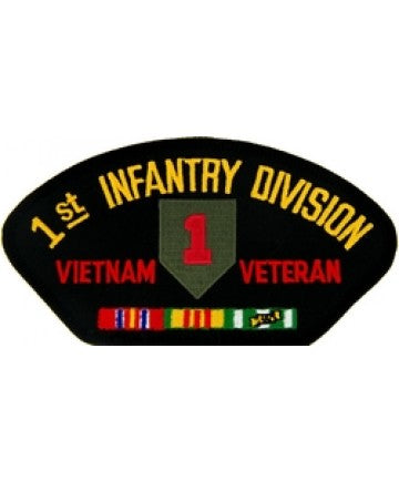 Vietnam 1st Infantry Division Veteran with Ribbon Black Patch - FLB1448 (4 inch)