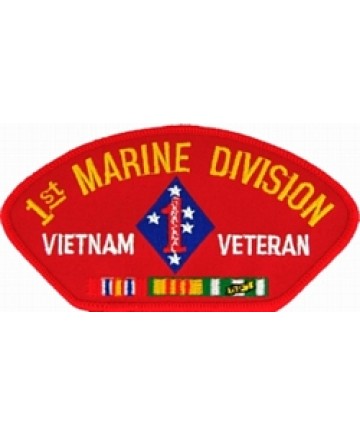 1st Marine Division Vietnam Veteran with Ribbons Red Patch - FLB1457 (4 inch)