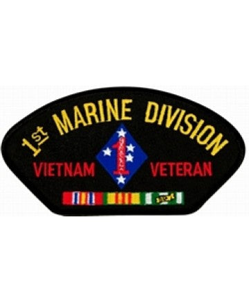 1st Marine Division Vietnam Veteran with Ribbons Black Patch - FLB1466 (4 inch)