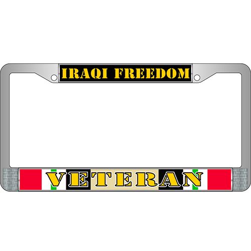 Iraq Freedom Veteran Automobile Licence Plate Frame (Chrome)