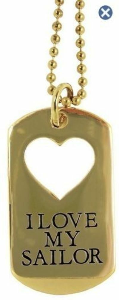 I Love My Sailor Gold Dog Tag/Key Chain