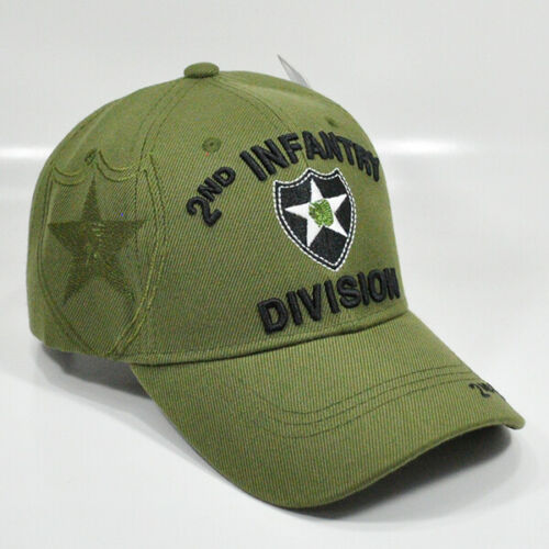 2nd INFANTRY DIVISION OLIVE GREEN US ARMY MILITARY BASEBALL CAP HAT 2nd INF DIV