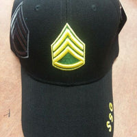 US Army SSG Staff Sergeant E-6 Army Rank Military Baseball Cap Hat.