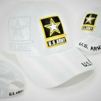 U.S Star Emblem Glossy Textured White Military Cap Adj back
